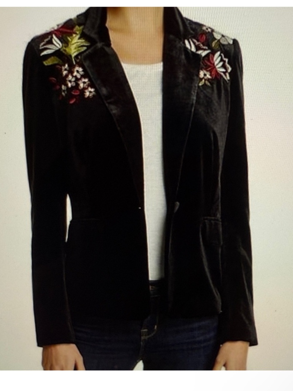 Lucy Paris black velvet embroidered blazer size small